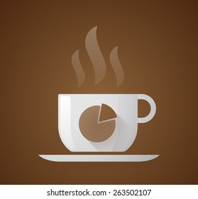 Illustration of a coffee cup with a pie chart