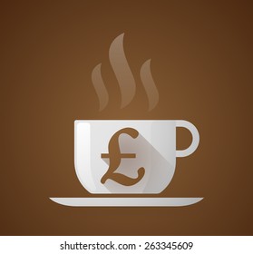 Illustration of a coffee cup with a pound sign