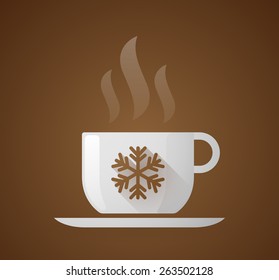 Illustration of a coffee cup with a snow flake