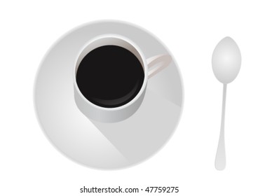 Illustration of a coffee cup and spoon