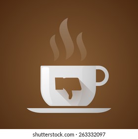 Illustration of a coffee cup with a thumb hand