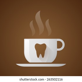 Illustration of a coffee cup with a tooth