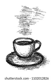 Illustration of coffee drawn with crayons