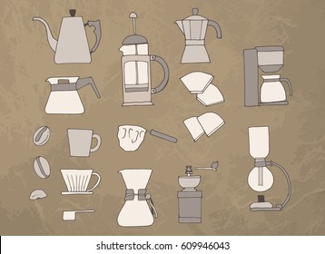 Illustration of coffee equipment