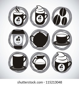 illustration of coffee icons, isolated on white background, vector illustration
