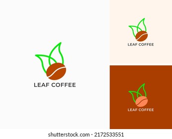ILLUSTRATION COFFEE ISOLATED WITH LEAF LOGO DESIGN VECTOR GOOD FOR COFFEE SHOP, BRAND COFFEE