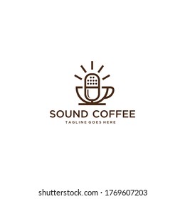 Illustration of Coffee lovers and music listeners so one cafe logo design.