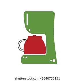 Illustration of a coffee machine brewing espresso. Coffee machine