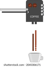 illustration of a coffee machine dispensing expresso