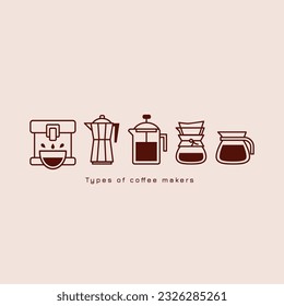 Illustration of coffee maker types