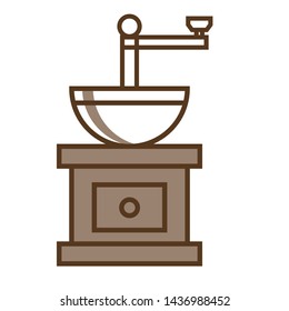 Illustration of coffee mill to grind coffee beans (line art) , vector data