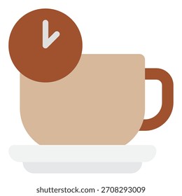 Illustration of a coffee mug with an attached clock, suitable for time management or coffee break themes.