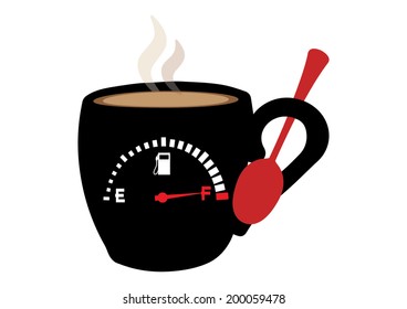 Illustration of coffee mug fuel symbol on it