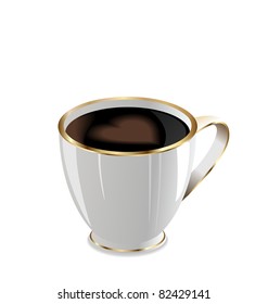 Illustration of coffee mug with love heart isolated on white background - vector