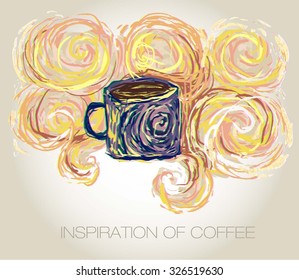 Illustration of coffee mug in the style of the Impressionists