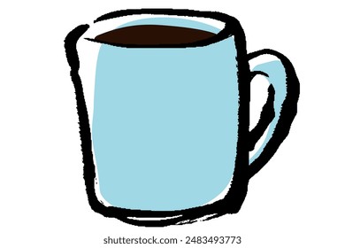 Illustration of coffee in a mug with a touch of brush