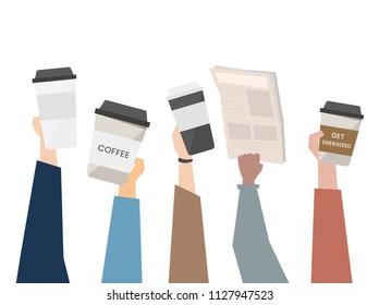 Illustration of coffee on the go
