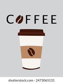 Illustration of coffee on a grey background.