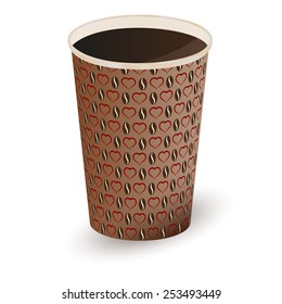 Illustration of coffee in a paper cup . Vector illustration