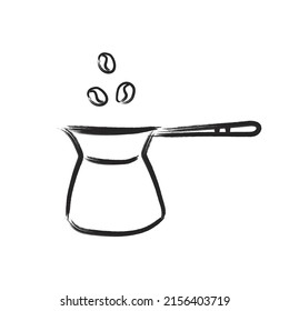 illustration of coffee pot with coffee beans