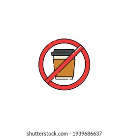 Illustration of coffee prohibition. warning sign. prohibition sign. forbidden sign. modern simple drink vector icon, flat graphic symbol in trendy flat design style.
