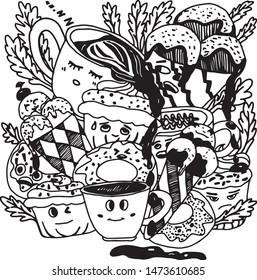 Illustration for coffee shop Cake shop