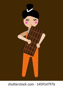 
illustration for coffee shops and sweets girl with chocolate vector