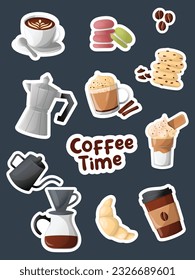 illustration of coffee sticker set