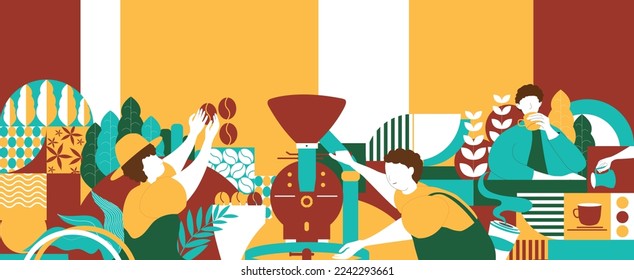 illustration of coffee worker character
