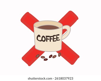 Illustration of coffee and x symbols prohibited by religious precepts