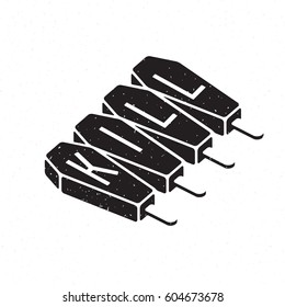 illustration of the coffin in the form of ice cream with the inscription kill