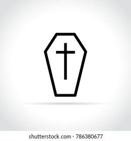 Illustration of coffin icon on white background