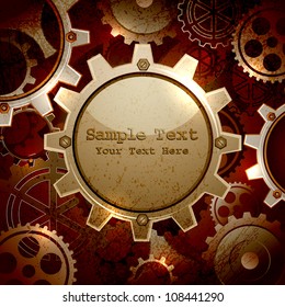 illustration of cog wheel interconnected in abstract background