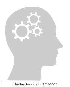 Illustration Of Cogs Or Gears In Human Head, Vector