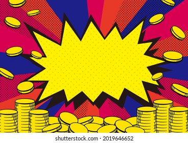 Ilustración de una moneda con un toque cómico americano