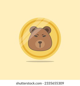 illustration of a coin logo with a bear face in the center