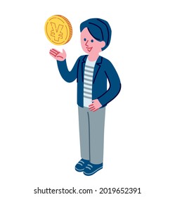 Illustration of coins and men