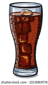 illustration of cola glass with ice cubes