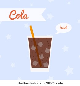 Illustration of cola in glass mug on seamless background. Element of menu. Fast food.