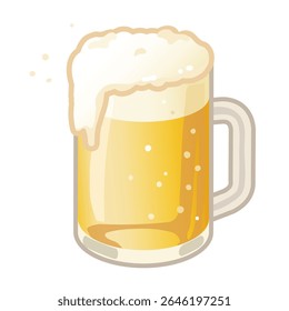 An illustration of a cold beer mug topped with frothy foam—perfect for parties, bars, or summer events.