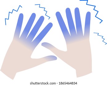 Illustration of cold hands that are cold and shivering