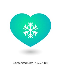 Illustration of a cold heart with snow flake