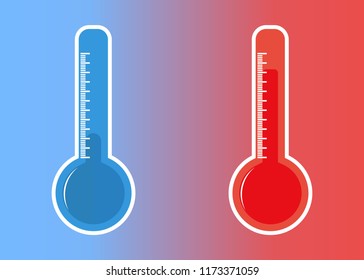 Illustration of cold and hot thermometer icon. Temperature. Illustration of cold and hot thermometer icon