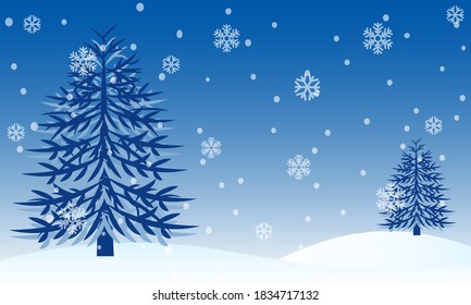 Illustration Of Cold Winter. Suitable For Winter Background And Christmas Background