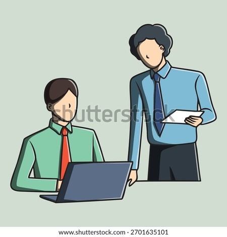 Illustration of collaboration between two coworkers