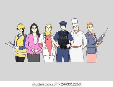 Ilustración Espectro colaborativo de experiencia profesional