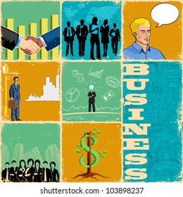 Illustration von Collage mit unterschiedlichem Geschäftskonzept