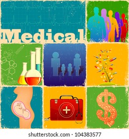 illustration of collage with different medical concept