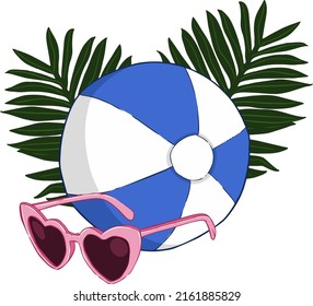 Composición de ilustraciones sobre un tema de playa. Ilustración del vector