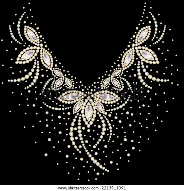 Illustration of collar neck decoration with\
rhinestones in the form of a\
necklace